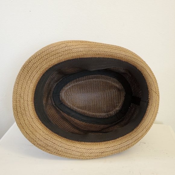 Vintage Woven Straw Fedora Hat With Bow Detail - Picture 8 of 12